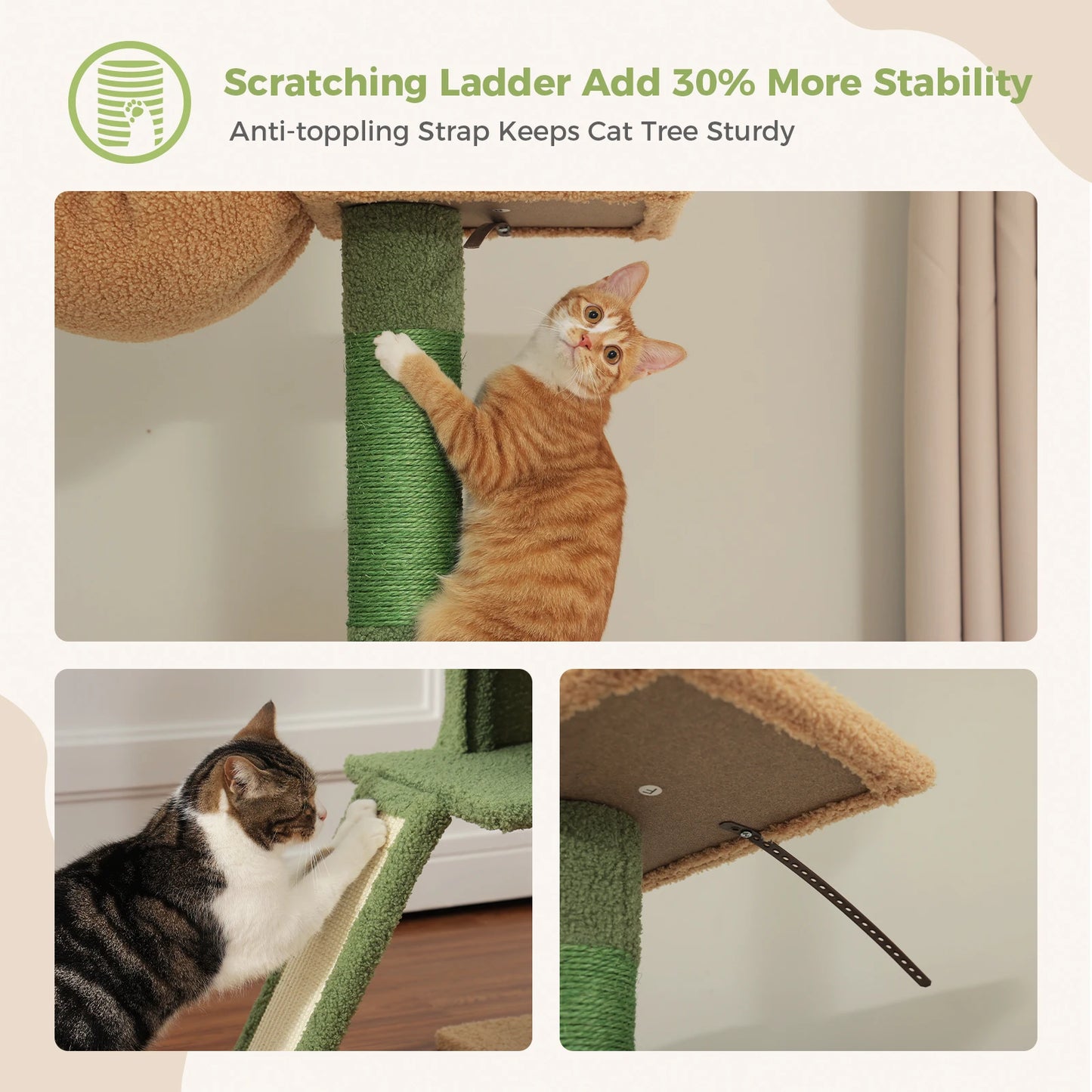 Adjustable 210-274CM Floor to Ceiling Cat Tree Tower 5 Tiers Climbing Tree for Indoor Cats with Condo Scratching Post Ladders - Your Healthy Version