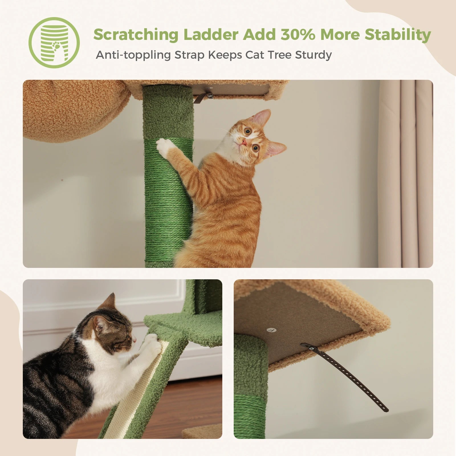 Adjustable 210-274CM Floor to Ceiling Cat Tree Tower 5 Tiers Climbing Tree for Indoor Cats with Condo Scratching Post Ladders - Your Healthy Version