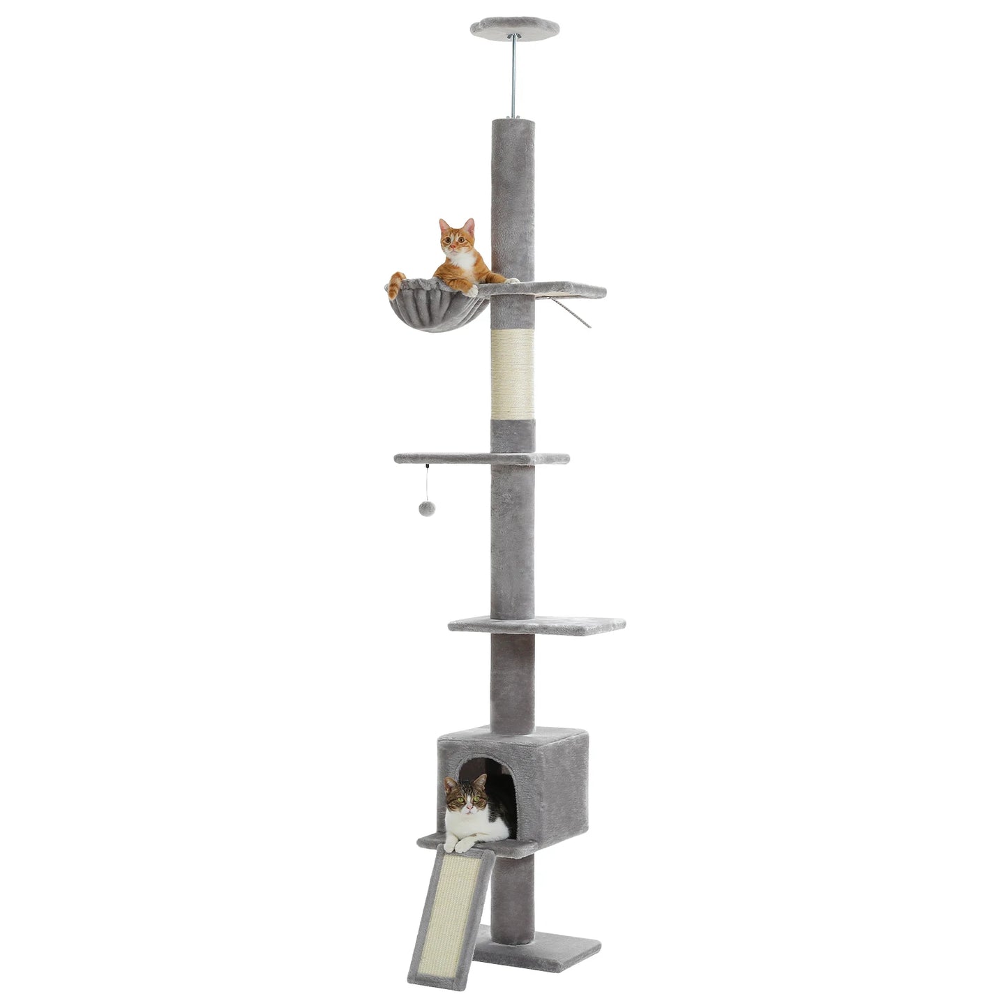 Adjustable 210-274CM Floor to Ceiling Cat Tree Tower 5 Tiers Climbing Tree for Indoor Cats with Condo Scratching Post Ladders - Your Healthy Version