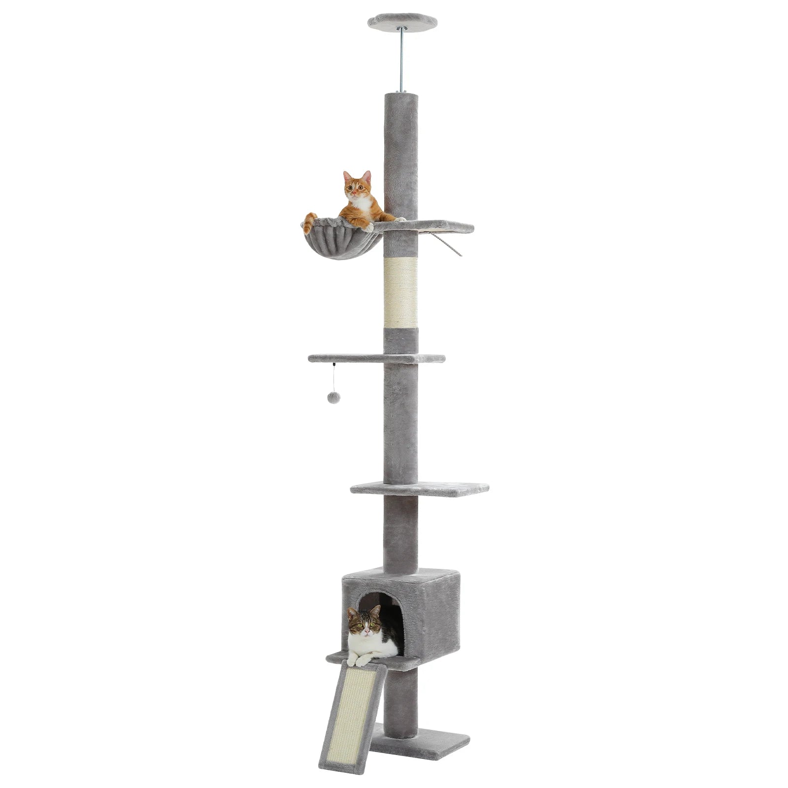 Adjustable 210-274CM Floor to Ceiling Cat Tree Tower 5 Tiers Climbing Tree for Indoor Cats with Condo Scratching Post Ladders - Your Healthy Version