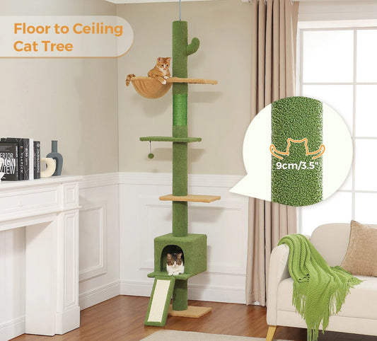 Adjustable 210-274CM Floor to Ceiling Cat Tree Tower 5 Tiers Climbing Tree for Indoor Cats with Condo Scratching Post Ladders - Your Healthy Version