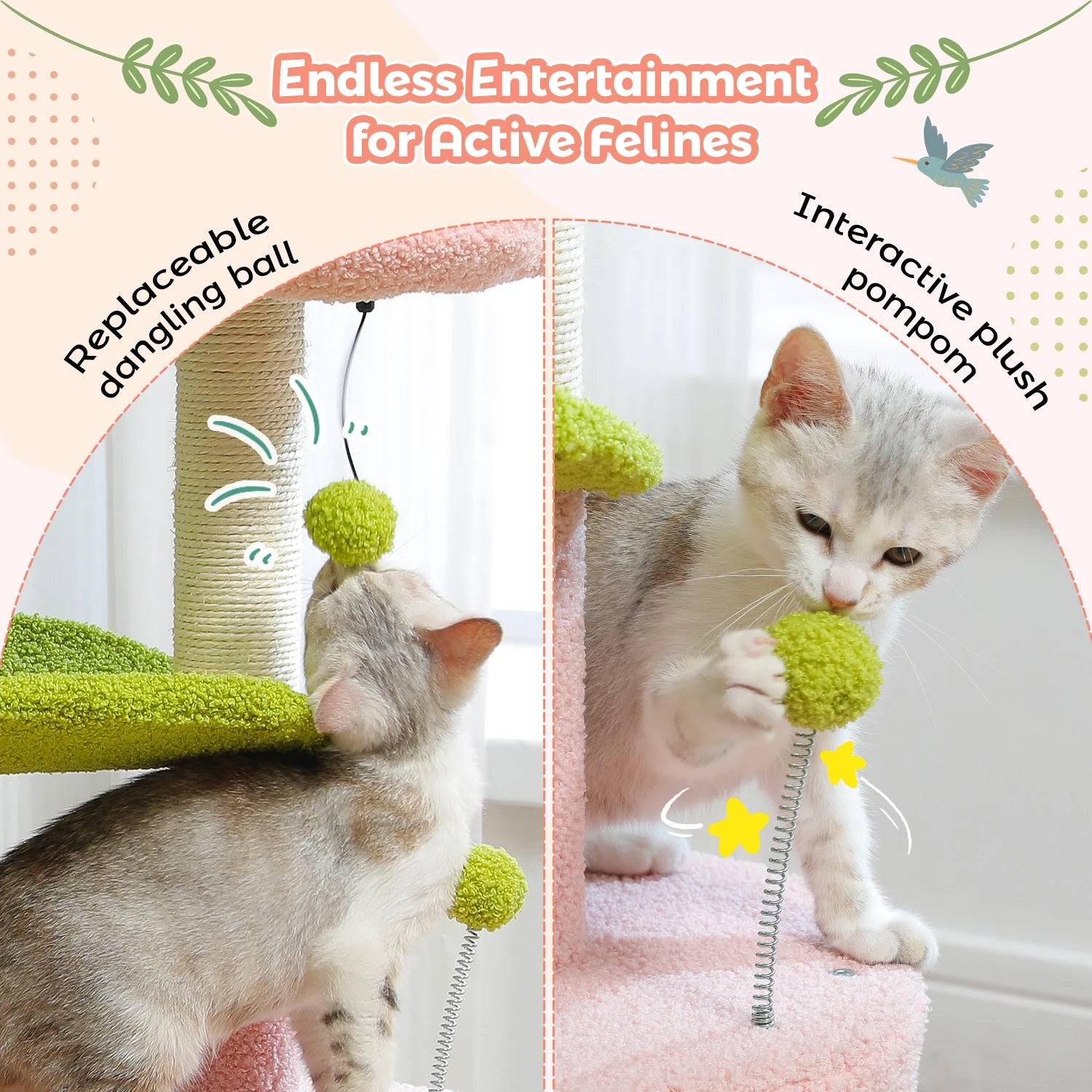 Flower Cat Tree with Natural Sisal Scratching Post, Cozy Cat Condo, Top Perch, Small Cat Tower for Small Indoor Cats, Pet Toys - Your Healthy Version