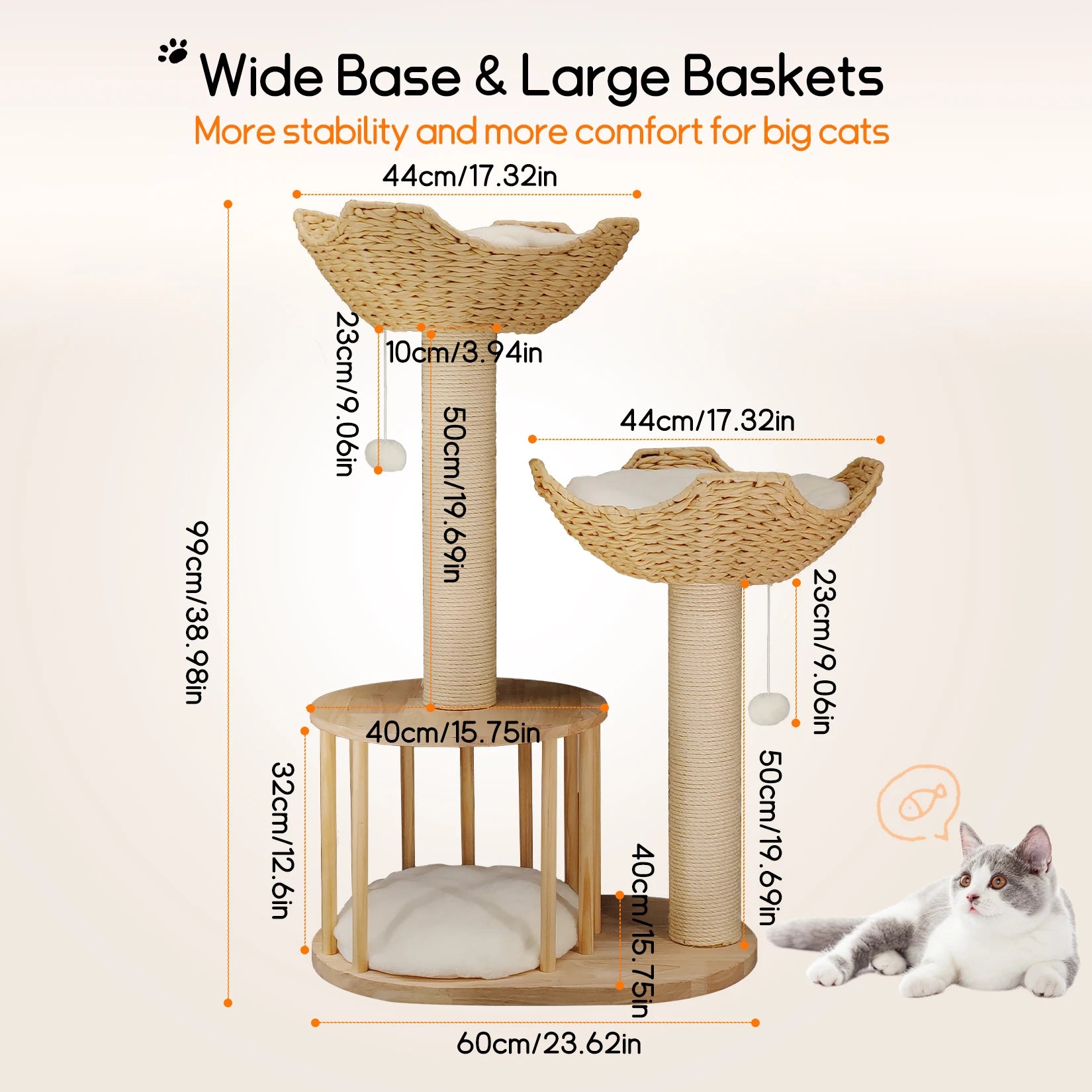 3-Tier Cat Tree Padded Plush Napping Perches Kitten Condo Sisal Rope Scratching Posts and Hanging Toy Tower for Indoor Kitties - Your Healthy Version