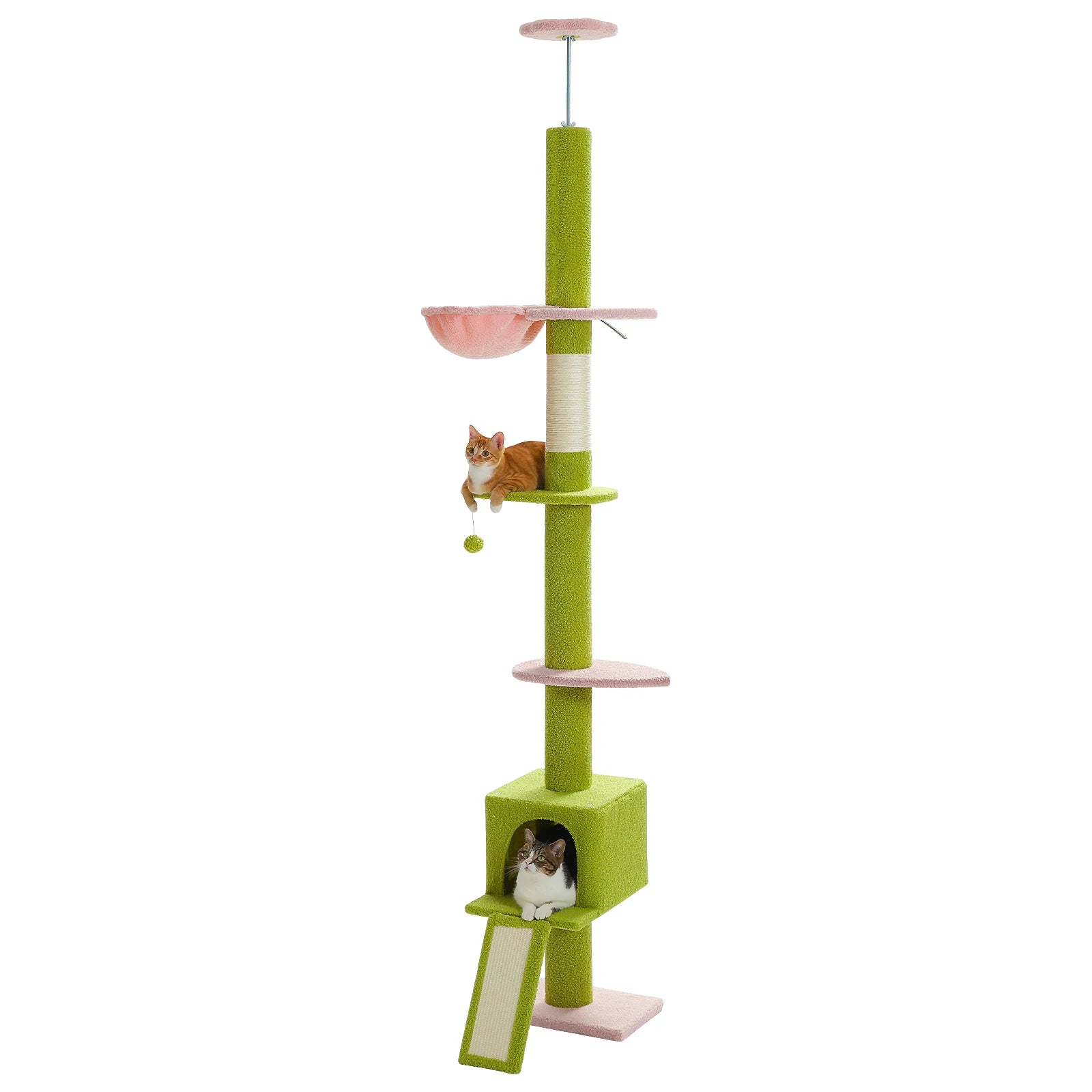 Adjustable 210-274CM Floor to Ceiling Cat Tree Tower 5 Tiers Climbing Tree for Indoor Cats with Condo Scratching Post Ladders - Your Healthy Version