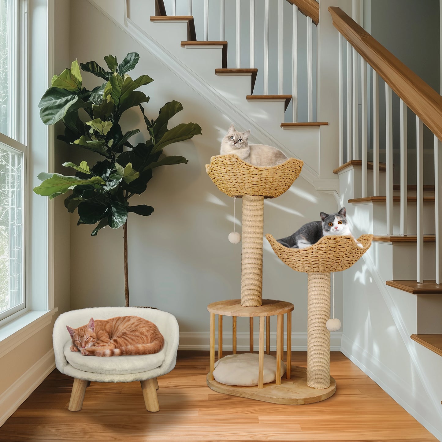 3-Tier Cat Tree Padded Plush Napping Perches Kitten Condo Sisal Rope Scratching Posts and Hanging Toy Tower for Indoor Kitties - Your Healthy Version