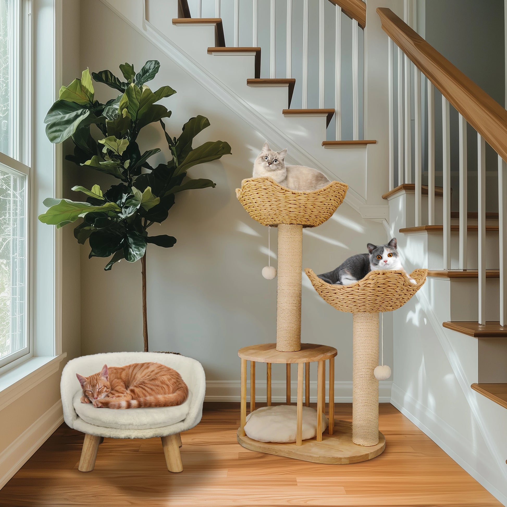 3-Tier Cat Tree Padded Plush Napping Perches Kitten Condo Sisal Rope Scratching Posts and Hanging Toy Tower for Indoor Kitties - Your Healthy Version