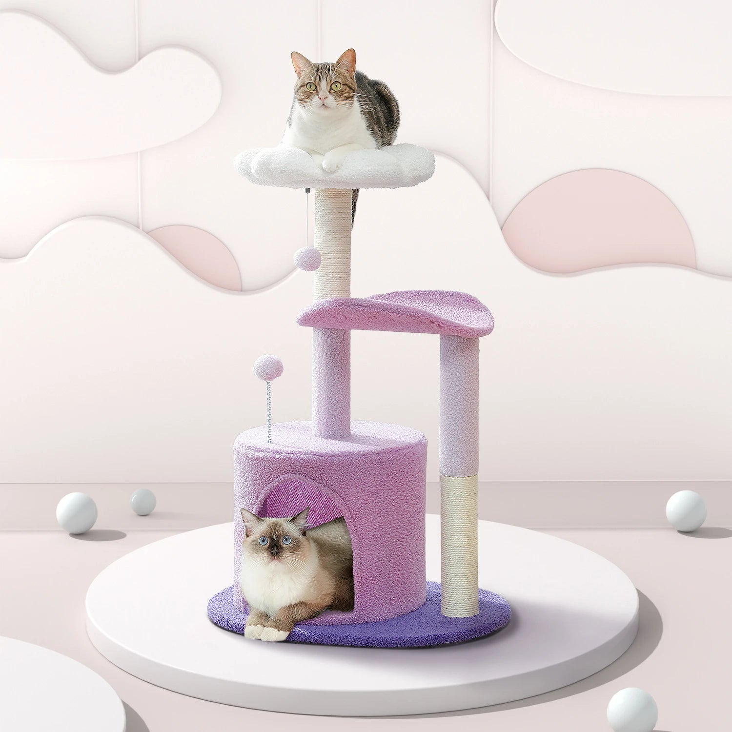 Flower Cat Tree with Natural Sisal Scratching Post, Cozy Cat Condo, Top Perch, Small Cat Tower for Small Indoor Cats, Pet Toys - Your Healthy Version