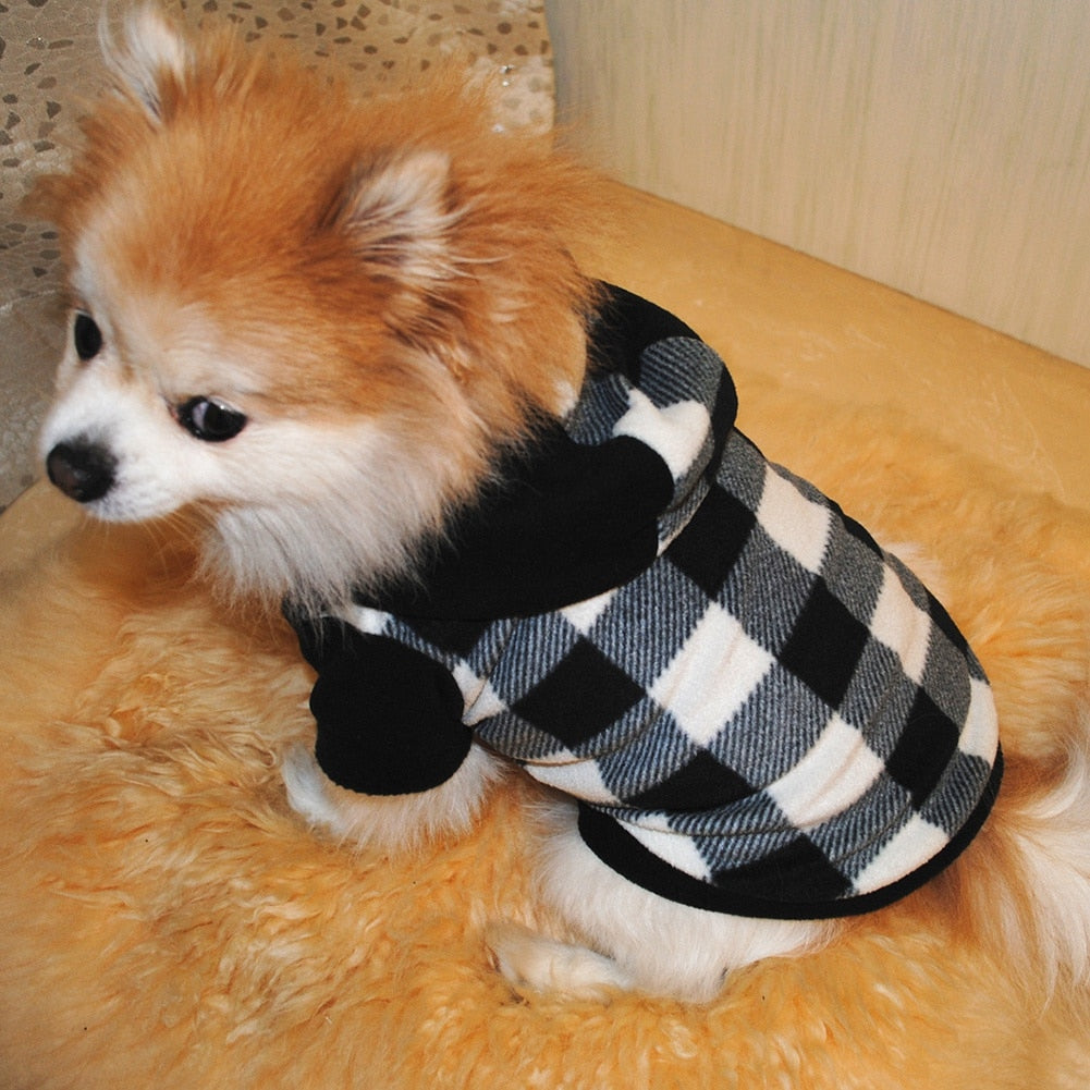 Dog Winter Coat Thicker Fleece Dog Hoodie Jacket Red and Black Plaid Pet Warm Outfit Windproof Vest For Small Puppy Dogs - Your Healthy Version