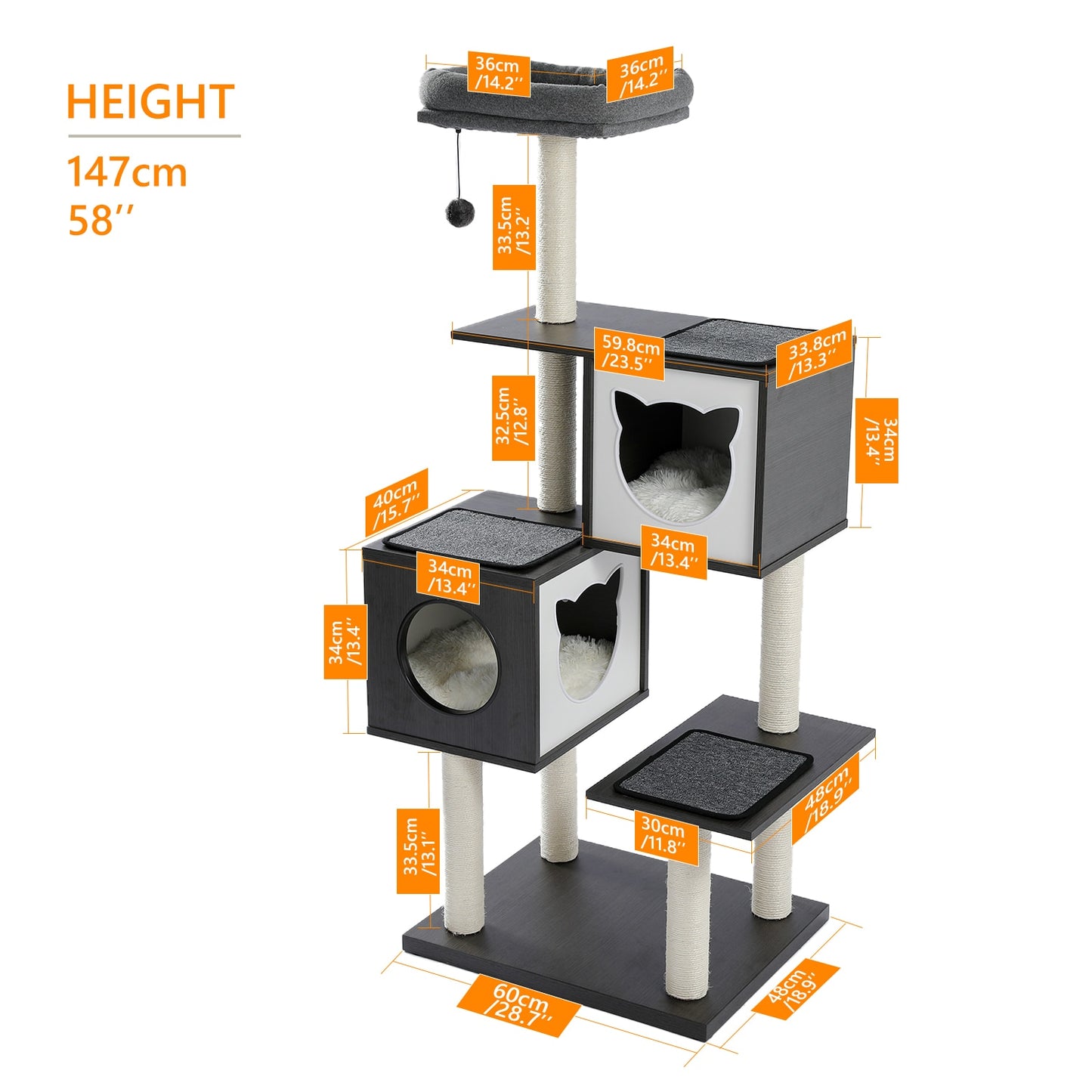 Luxury Cat Tree Condo Furniture Kitten Activity Tower Pet Kitty Play House with Scratching Posts Perches Hammoc - Your Healthy Version