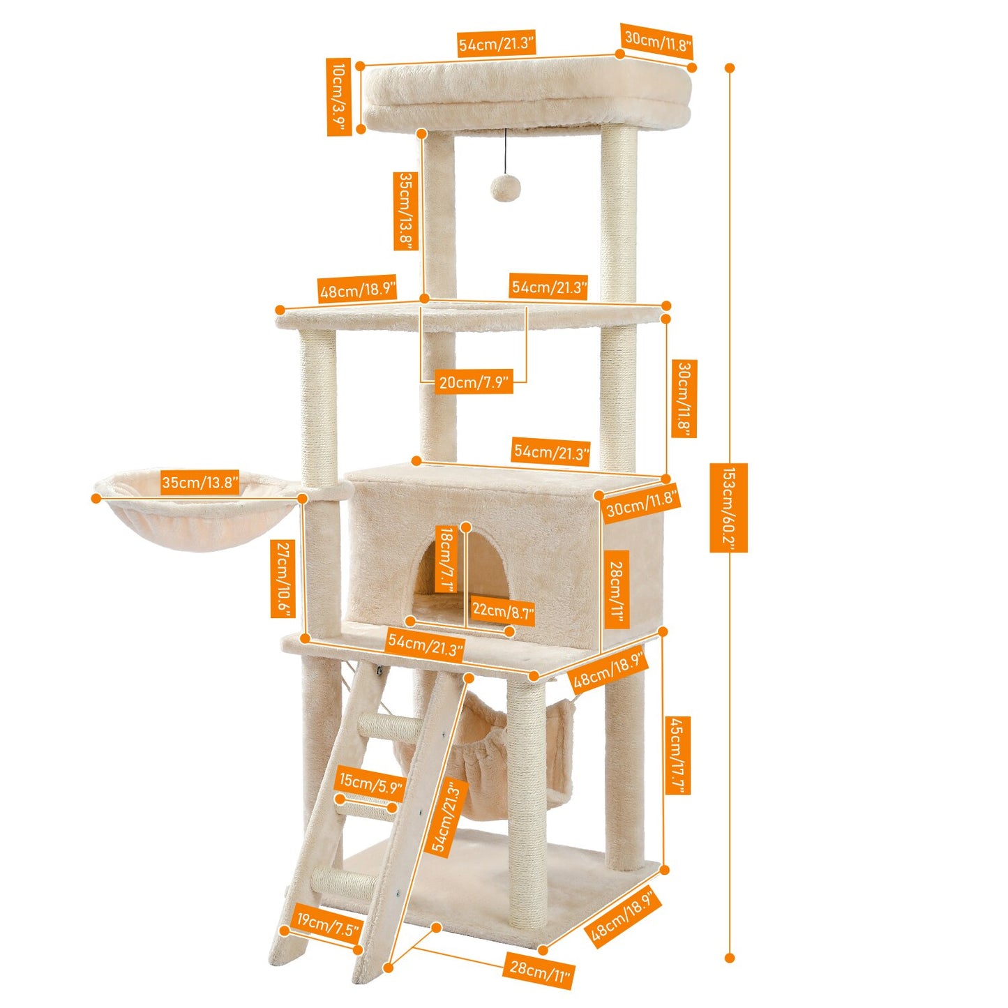 Luxury Cat Tree Condo Furniture Kitten Activity Tower Pet Kitty Play House with Scratching Posts Perches Hammoc - Your Healthy Version