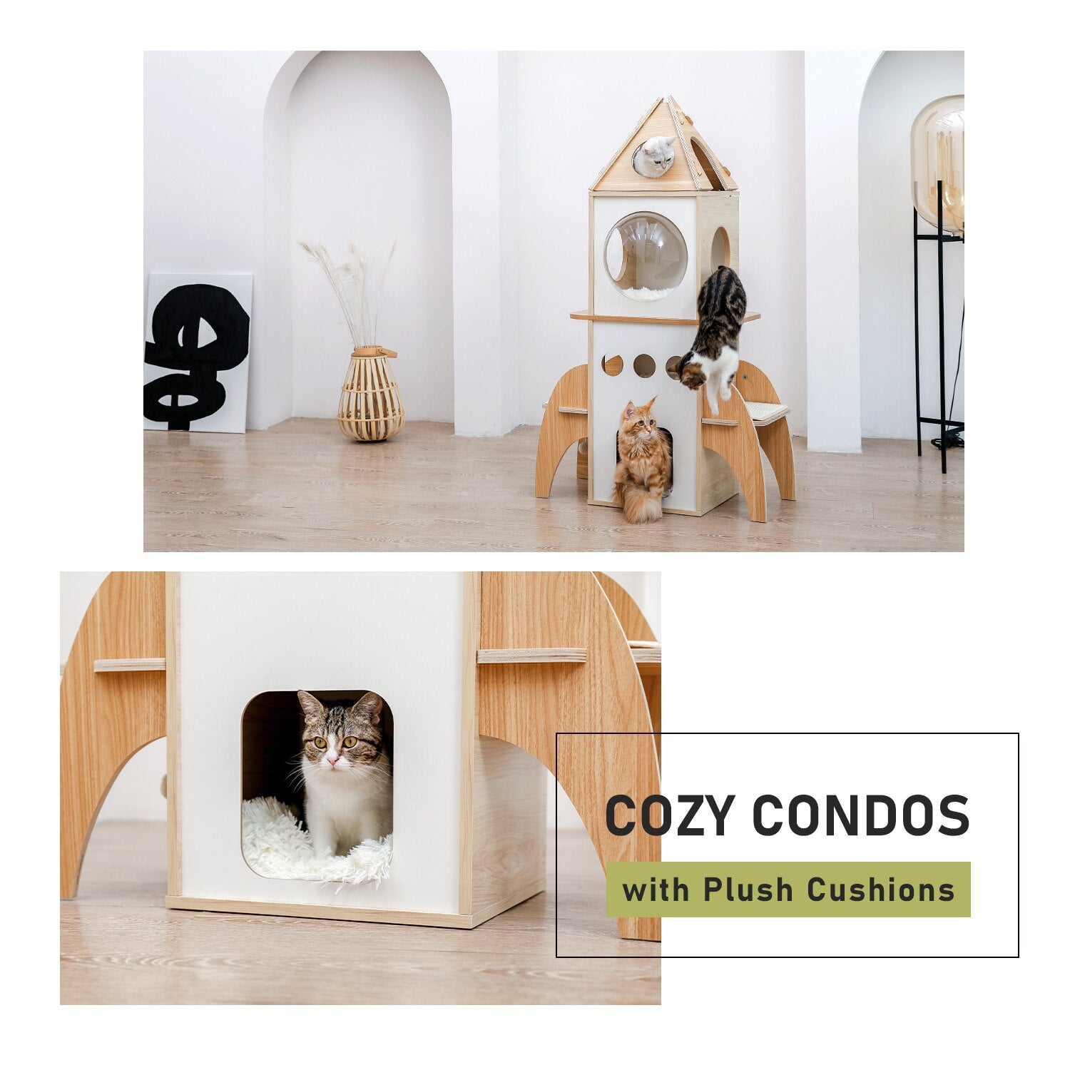 Multilevel Cat Tree Scratching Sisal Posts Wooden Cat Tower Climbing Frame with Cozy Condos Luxury Nest - Your Healthy Version