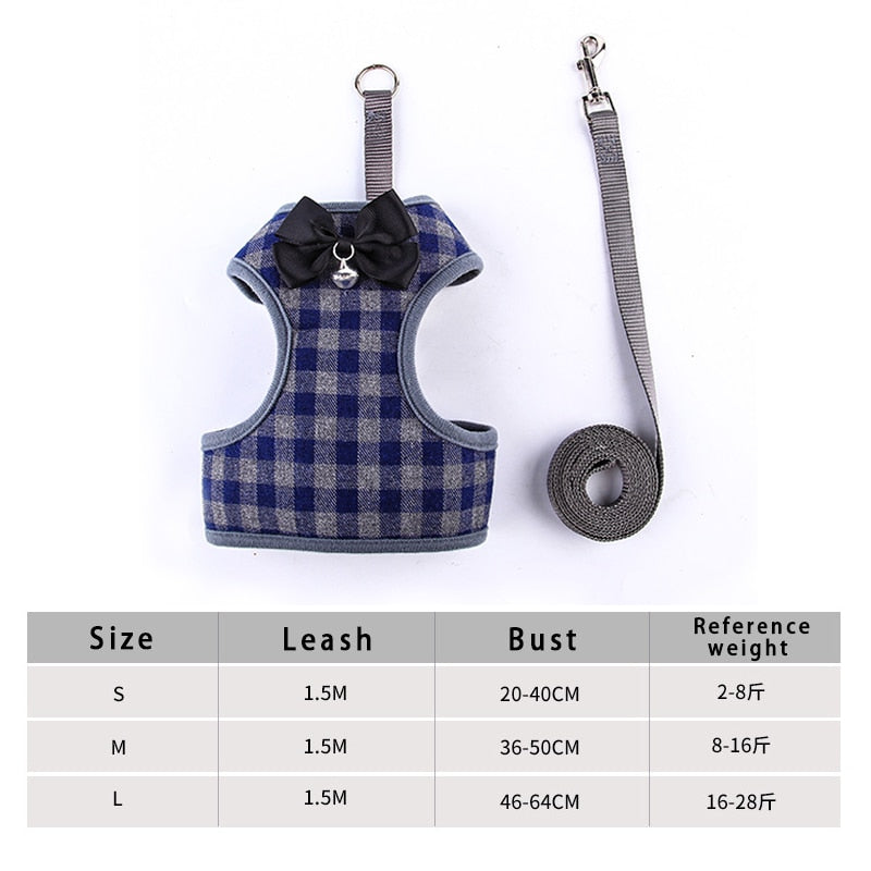 Adjustable Cat Harness Breathable Mesh Kitten Harness Leash Set With Bell Bowknot Pet Harness For Cat Dog Puppy Cat Accessories - Your Healthy Version