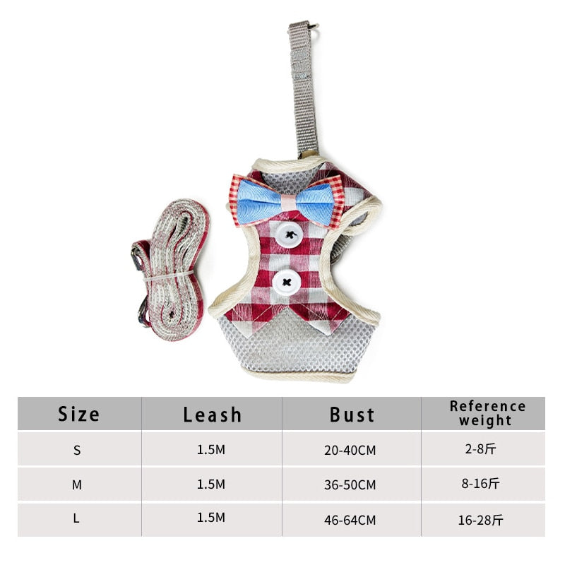 Adjustable Cat Harness Breathable Mesh Kitten Harness Leash Set With Bell Bowknot Pet Harness For Cat Dog Puppy Cat Accessories - Your Healthy Version