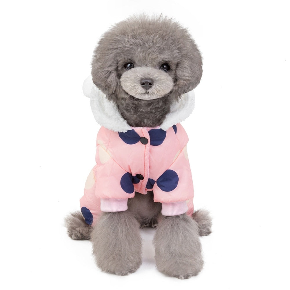 Dog Clothes Hoodie Coat with Polka Dot Winter Warm Dog Puppy Clothes for Small Pet Clothes Jumpsuit For small dog - Your Healthy Version