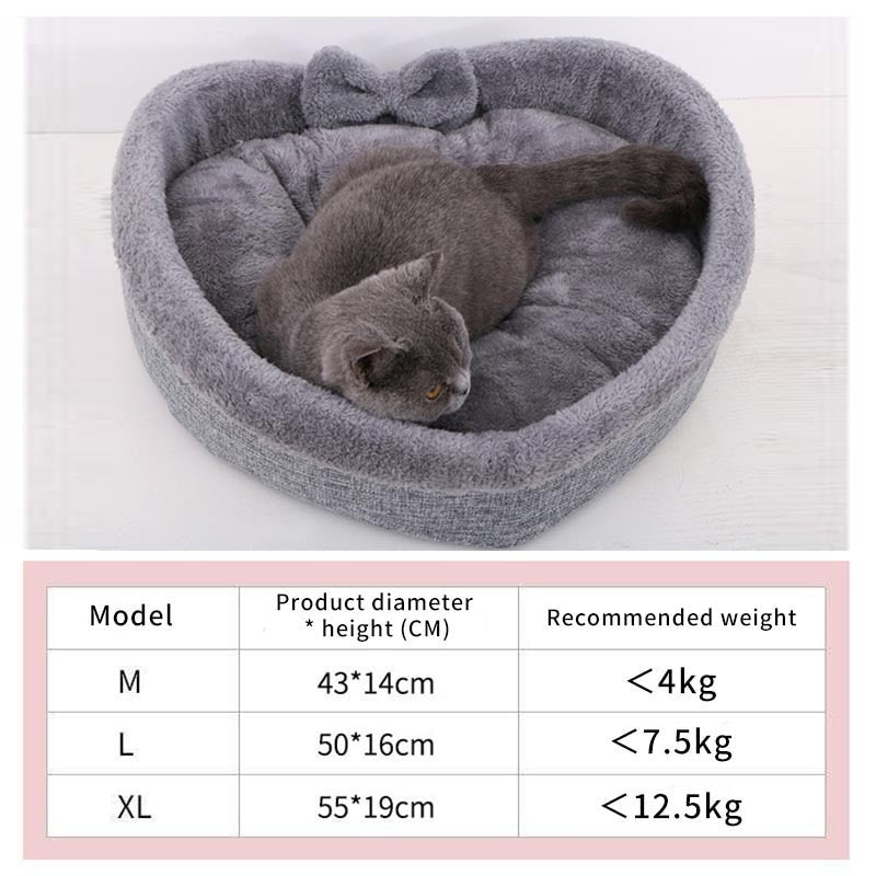 Cat Bed Heart-shaped Pet Bed For Cats Dogs Cotton Velvet Soft Kitty Puppy Sleeping Beds Kennel Warm Pet Nest Cat Accessories - Your Healthy Version
