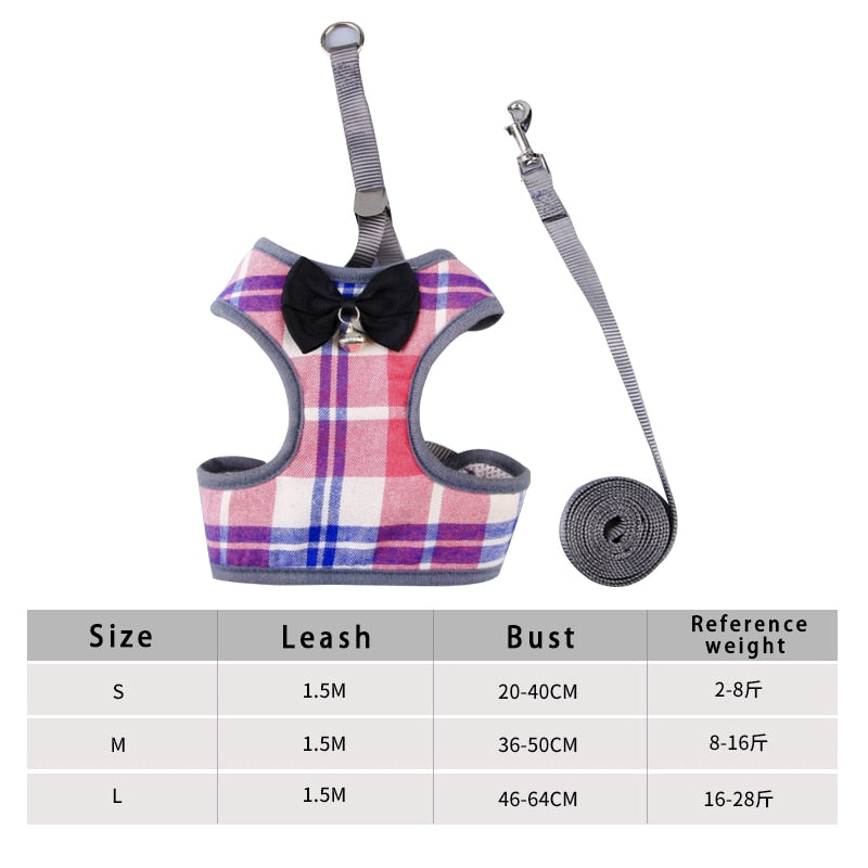 Adjustable Cat Harness Breathable Mesh Kitten Harness Leash Set With Bell Bowknot Pet Harness For Cat Dog Puppy Cat Accessories - Your Healthy Version