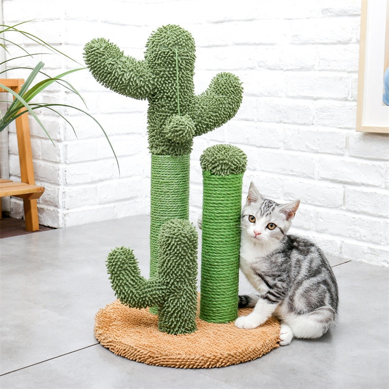 Cute Cactus Pet Cat Tree Toy with Ball Scratching Post for Cat Kitten Climbing Mushroom Condo Protecting Furniture - Your Healthy Version