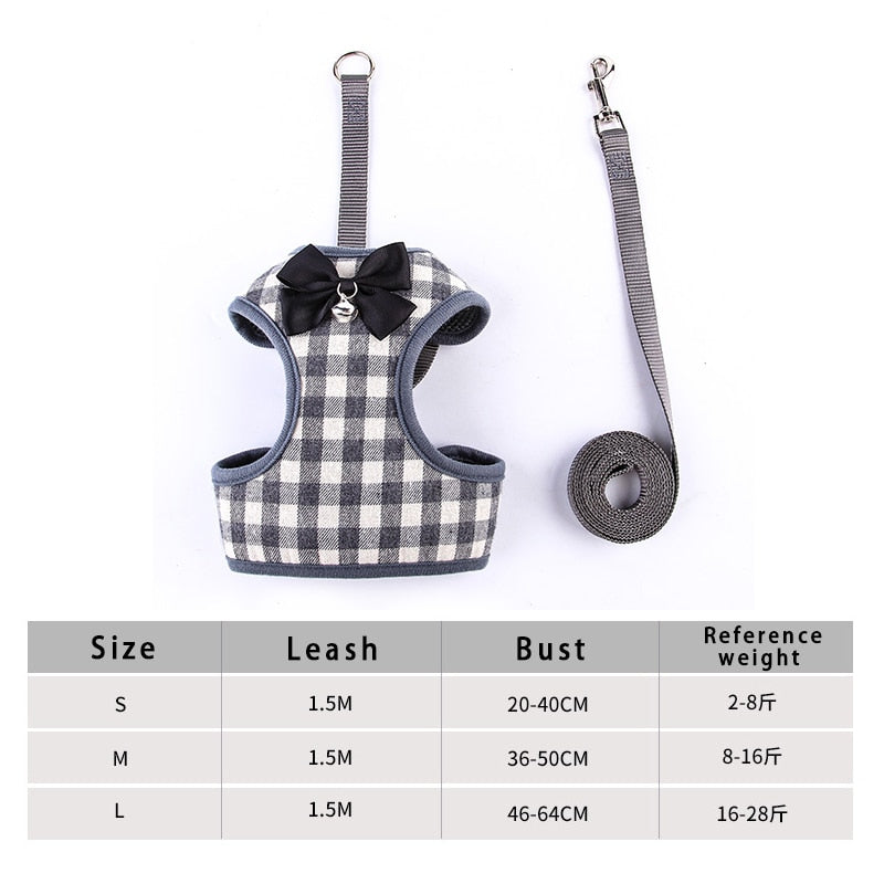 Adjustable Cat Harness Breathable Mesh Kitten Harness Leash Set With Bell Bowknot Pet Harness For Cat Dog Puppy Cat Accessories - Your Healthy Version