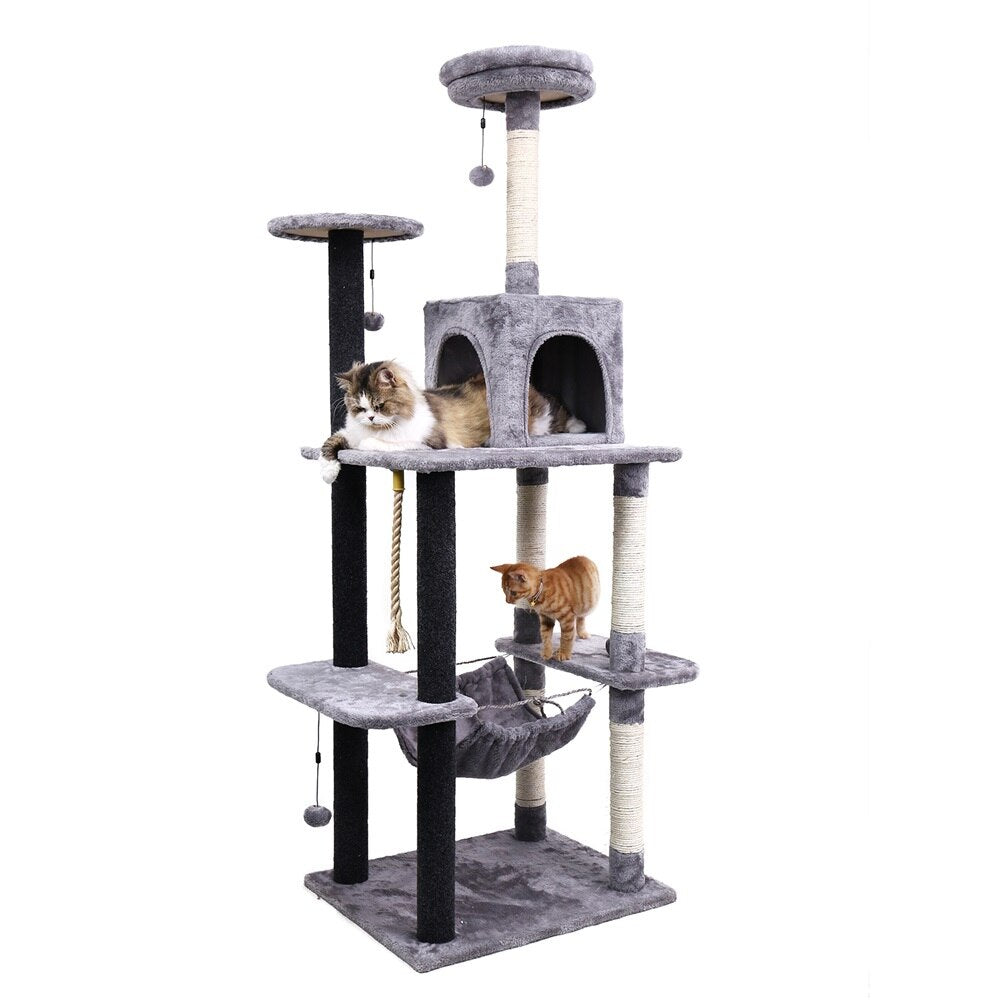 Luxury Cat Tree Condo Furniture Kitten Activity Tower Pet Kitty Play House with Scratching Posts Perches Hammoc - Your Healthy Version