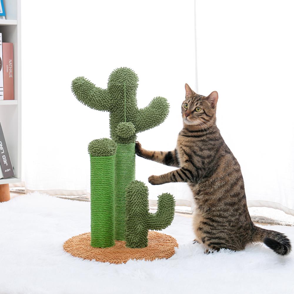 Cute Cactus Pet Cat Tree Toy with Ball Scratching Post for Cat Kitten Climbing Mushroom Condo Protecting Furniture - Your Healthy Version