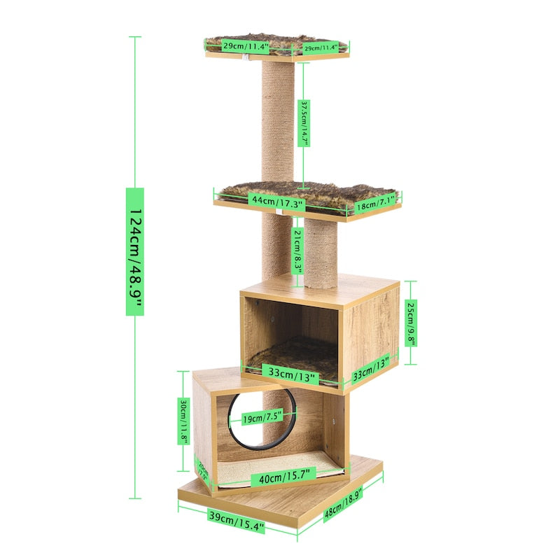 Luxury Cat Tree  Large Climbing Frame Multi-Layer Scratching Post Resistant Sisal Cat Tree with Hanging Ball Kitten Playground - Your Healthy Version