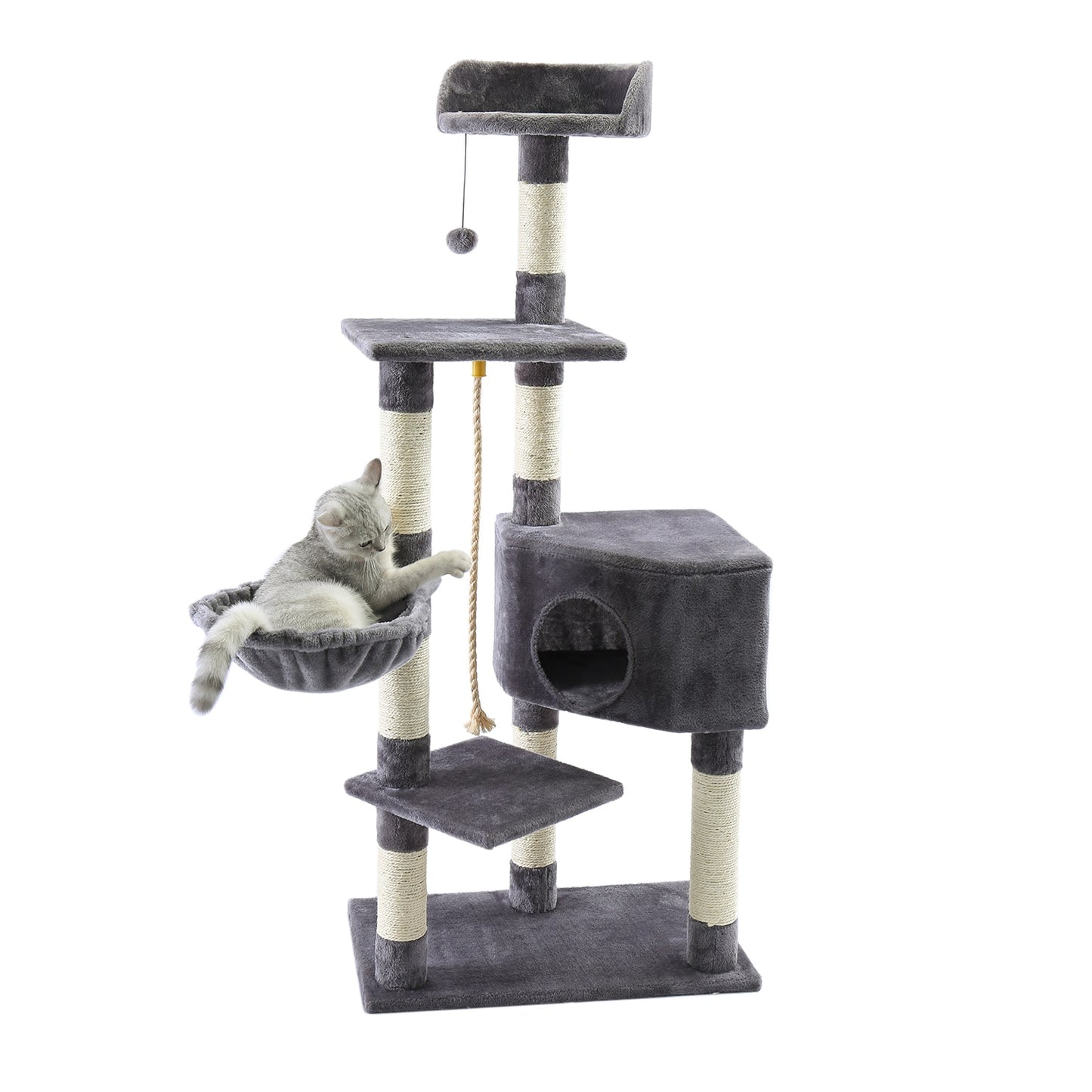Luxury Cat Tree  Large Climbing Frame Multi-Layer Scratching Post Resistant Sisal Cat Tree with Hanging Ball Kitten Playground - Your Healthy Version
