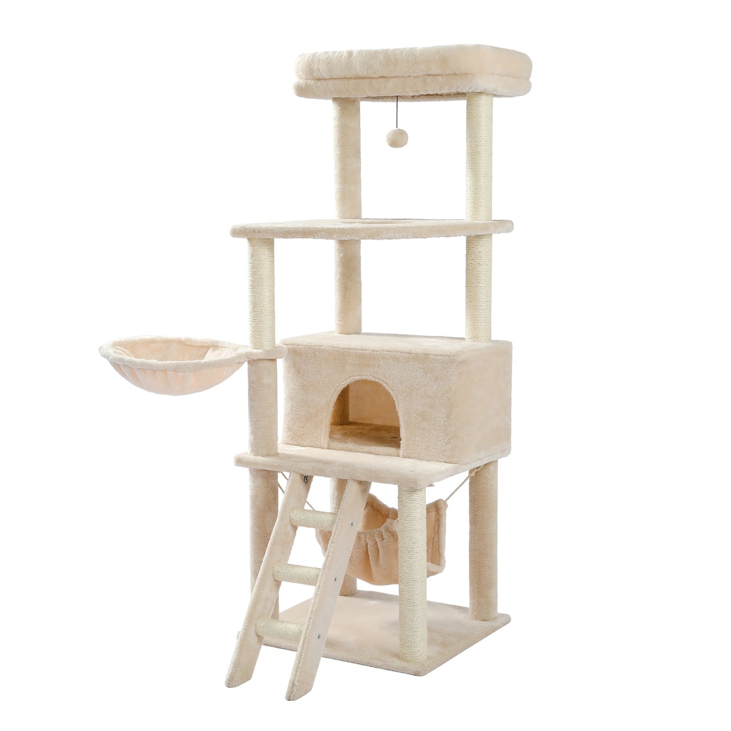 Cat Tree Tower Scratching Sisal Post Multi-Level Pet Climbing Tree with Hammock Bed Cat Ladder Extra Large Perch with Toy Ball - Your Healthy Version