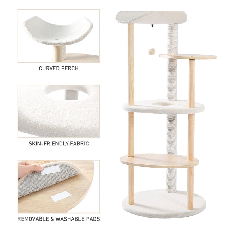 Luxury Cat Tree  Large Climbing Frame Multi-Layer Scratching Post Resistant Sisal Cat Tree with Hanging Ball Kitten Playground - Your Healthy Version