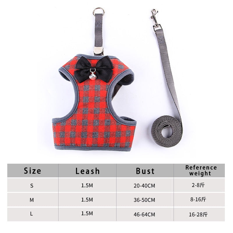 Adjustable Cat Harness Breathable Mesh Kitten Harness Leash Set With Bell Bowknot Pet Harness For Cat Dog Puppy Cat Accessories - Your Healthy Version