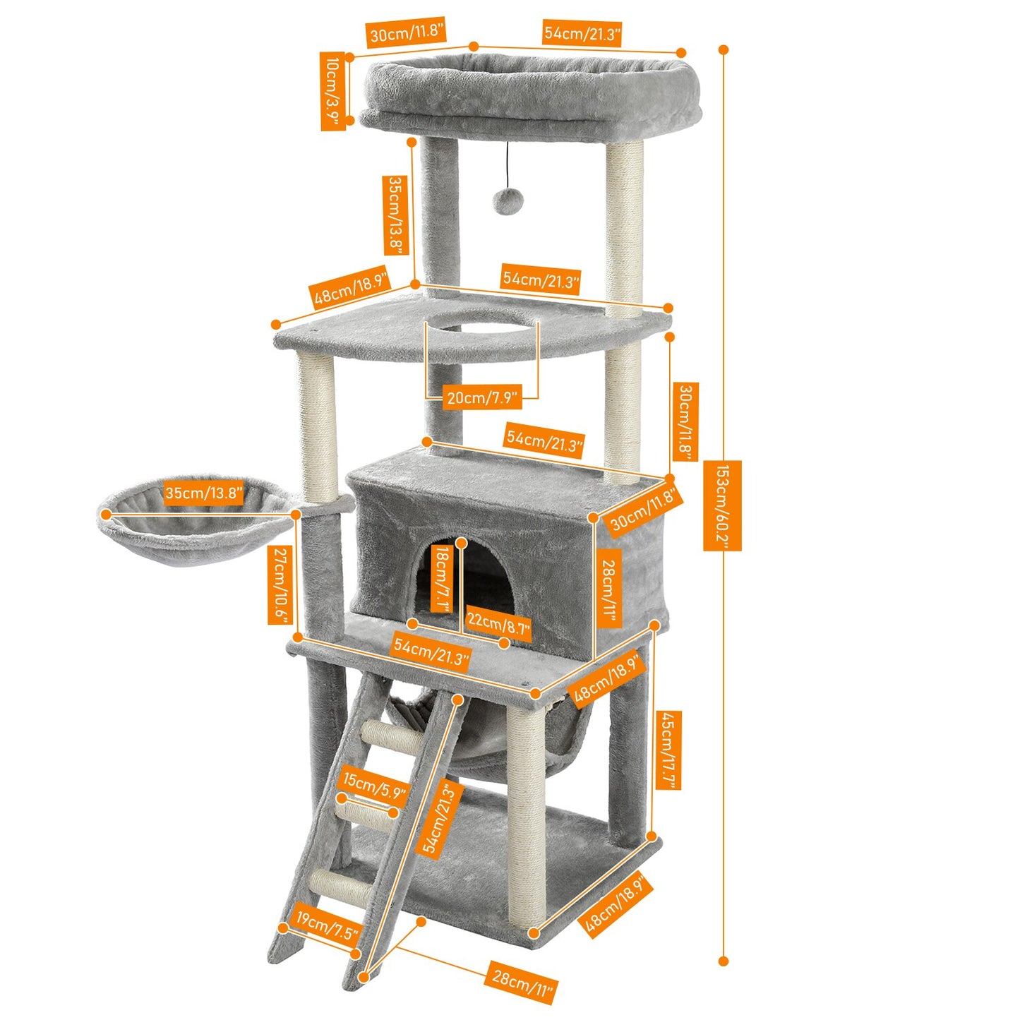 Luxury Cat Tree Condo Furniture Kitten Activity Tower Pet Kitty Play House with Scratching Posts Perches Hammoc - Your Healthy Version