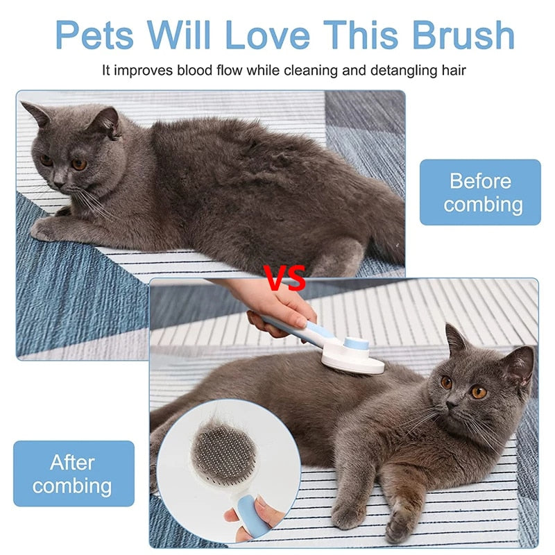 Pet Cat Brush Dog Comb Hair Removes Pet Hair Comb Self Cleaning Slicker Brush For Cats Dogs Removes Tangled Hair Beauty Products - Your Healthy Version