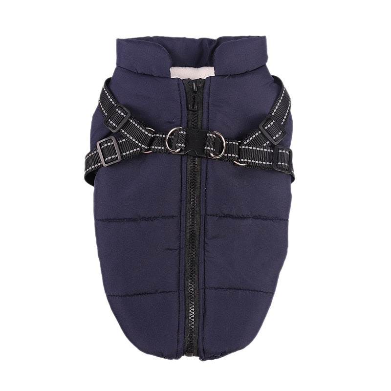 Pet Clothes Winter Warm Jacket with Harness Puppy Outdoor Walk Adjustable Chest Strap Dog Cloth Vest Winter Clothing - Your Healthy Version
