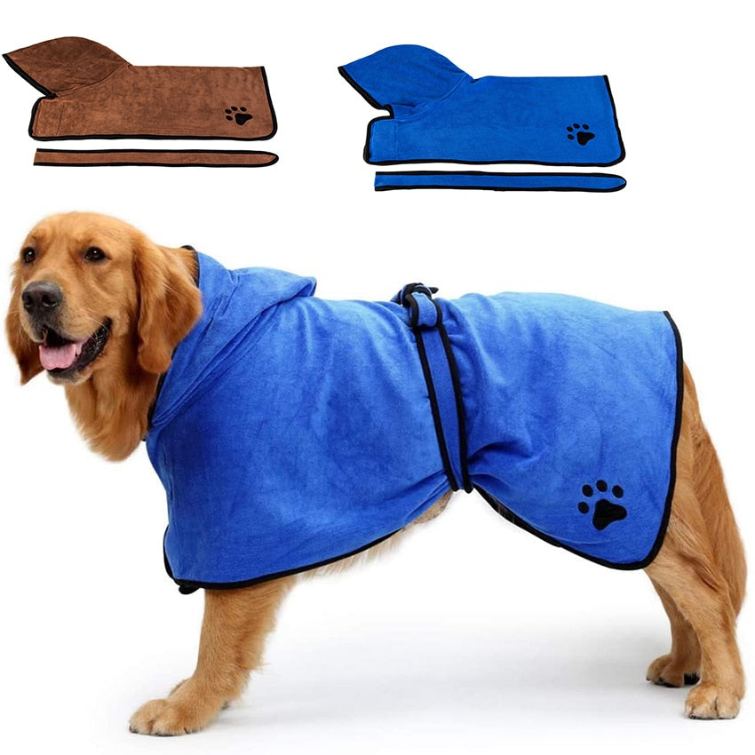 Pet Bath Towels Dog Bathrobe Soft Quickly Absorbing Water Fiber Pet Drying Towel Robe With Hat For Small Large Dogs Pet Supplies - Your Healthy Version
