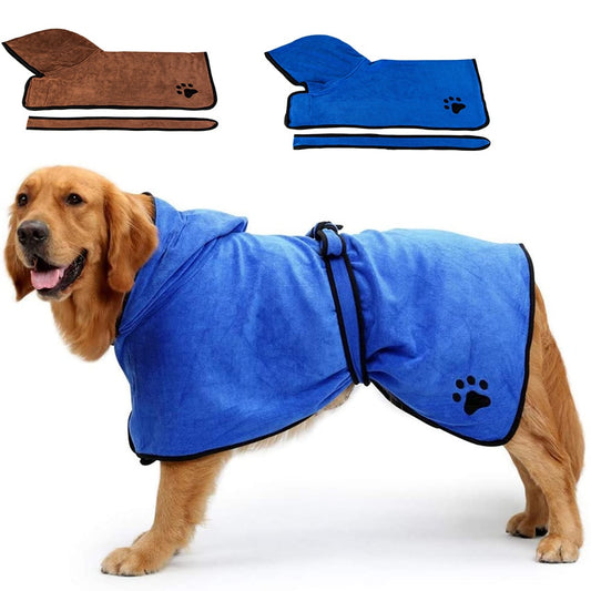Pet Bath Towels Dog Bathrobe Soft Quickly Absorbing Water Fiber Pet Drying Towel Robe With Hat For Small Large Dogs Pet Supplies - Your Healthy Version