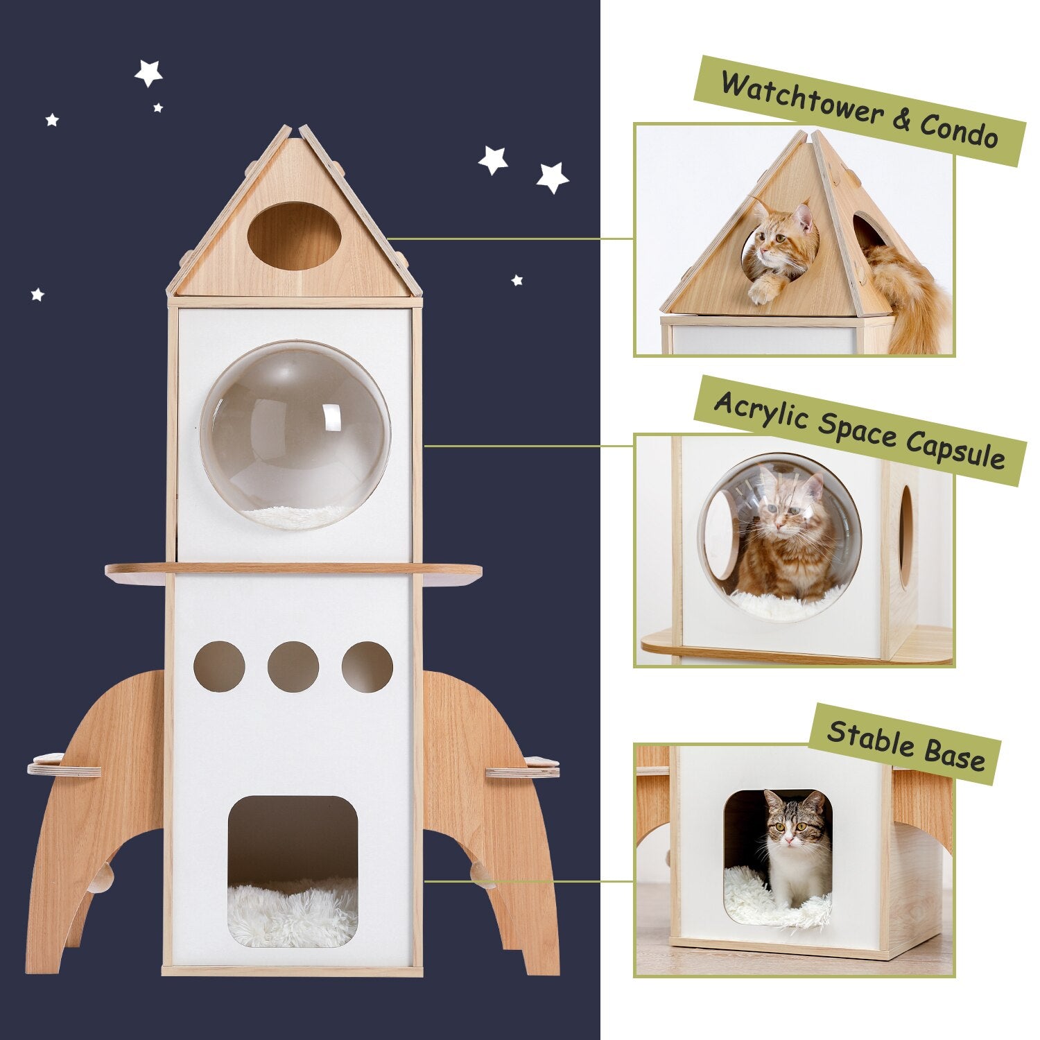 Multilevel Cat Tree Scratching Sisal Posts Wooden Cat Tower Climbing Frame with Cozy Condos Luxury Nest - Your Healthy Version