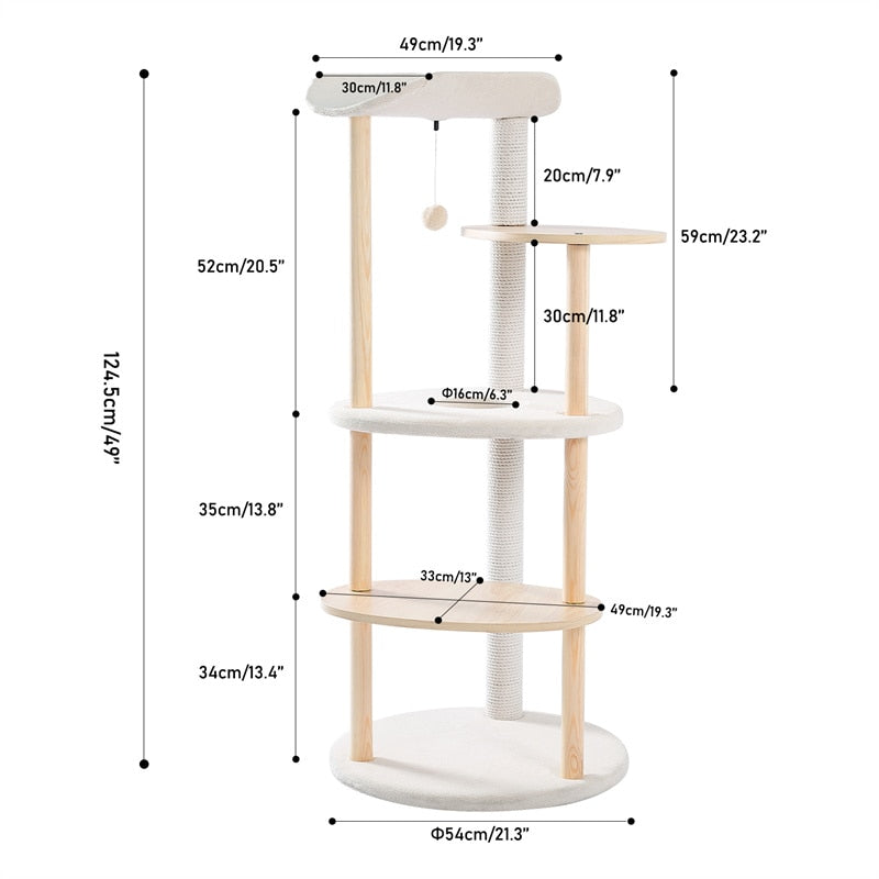 Luxury Cat Tree  Large Climbing Frame Multi-Layer Scratching Post Resistant Sisal Cat Tree with Hanging Ball Kitten Playground - Your Healthy Version