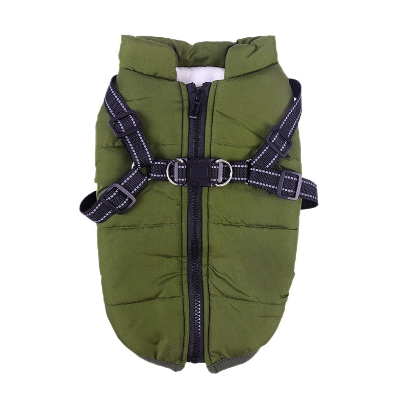 Pet Clothes Winter Warm Jacket with Harness Puppy Outdoor Walk Adjustable Chest Strap Dog Cloth Vest Winter Clothing - Your Healthy Version