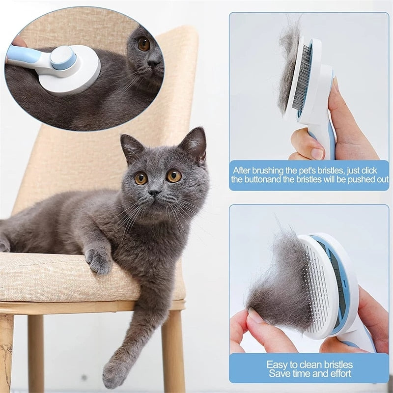 Pet Cat Brush Dog Comb Hair Removes Pet Hair Comb Self Cleaning Slicker Brush For Cats Dogs Removes Tangled Hair Beauty Products - Your Healthy Version
