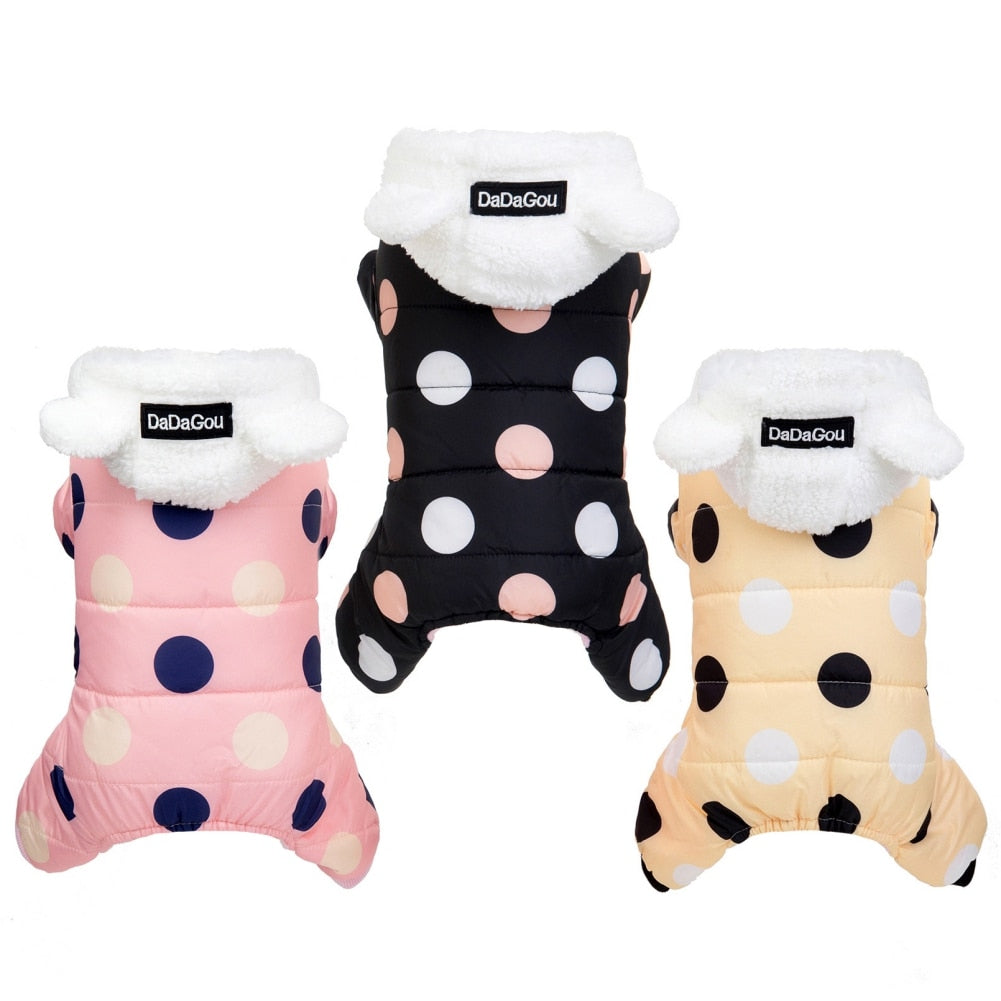 Dog Clothes Hoodie Coat with Polka Dot Winter Warm Dog Puppy Clothes for Small Pet Clothes Jumpsuit For small dog - Your Healthy Version