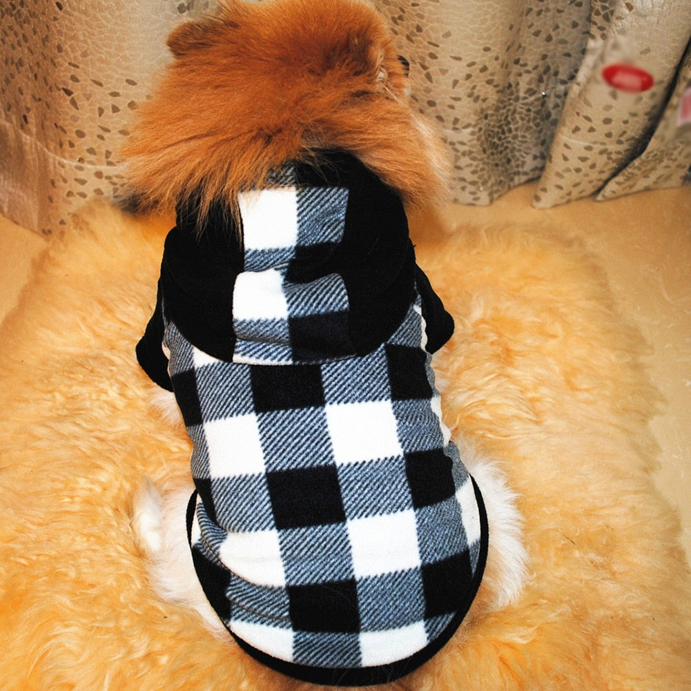 Dog Winter Coat Thicker Fleece Dog Hoodie Jacket Red and Black Plaid Pet Warm Outfit Windproof Vest For Small Puppy Dogs - Your Healthy Version