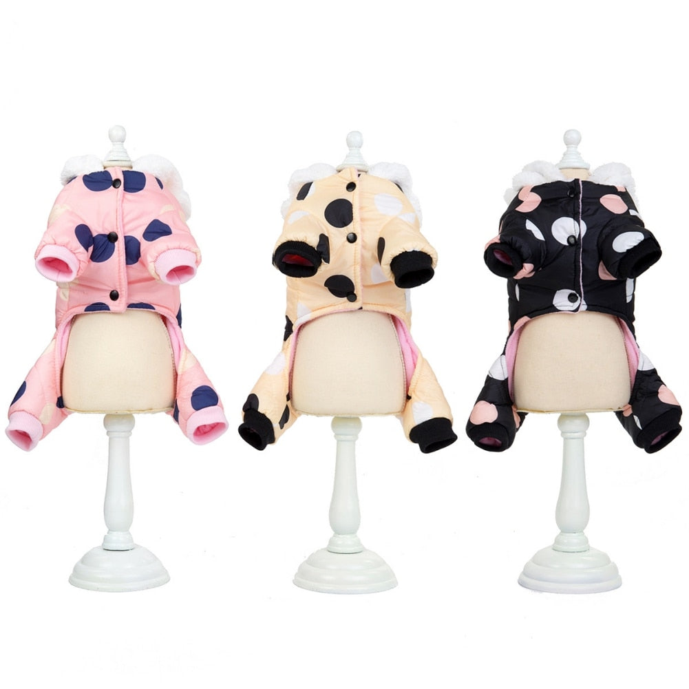 Dog Clothes Hoodie Coat with Polka Dot Winter Warm Dog Puppy Clothes for Small Pet Clothes Jumpsuit For small dog - Your Healthy Version