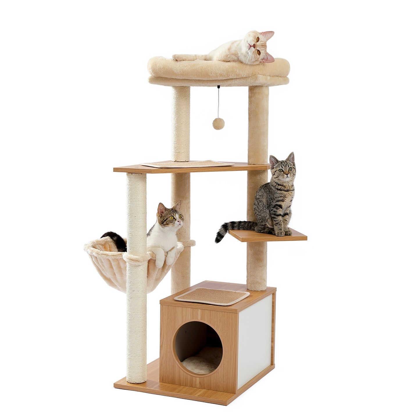 Luxury Cat Tree  Large Climbing Frame Multi-Layer Scratching Post Resistant Sisal Cat Tree with Hanging Ball Kitten Playground - Your Healthy Version