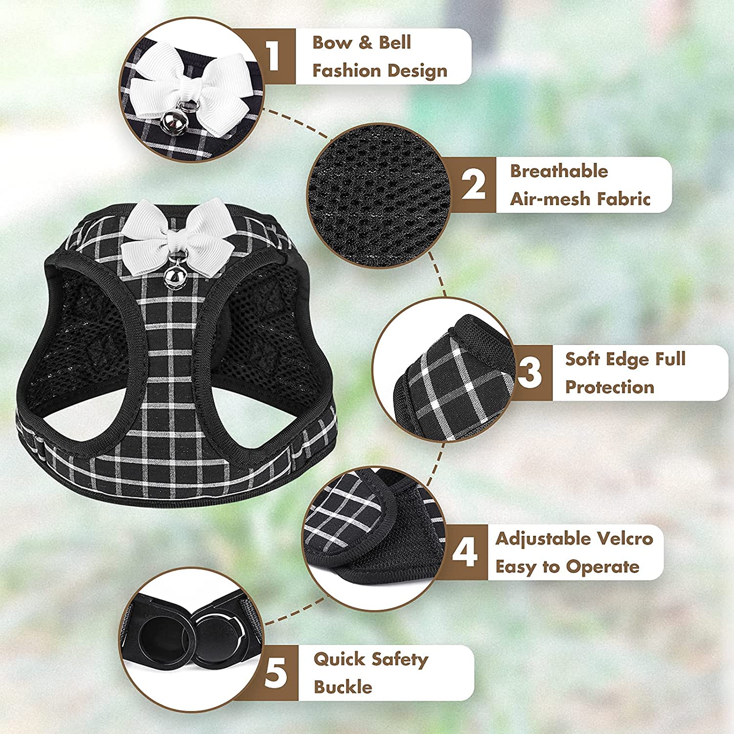 Adjustable Cat Harness Breathable Mesh Kitten Harness Leash Set With Bell Bowknot Pet Harness For Cat Dog Puppy Cat Accessories - Your Healthy Version