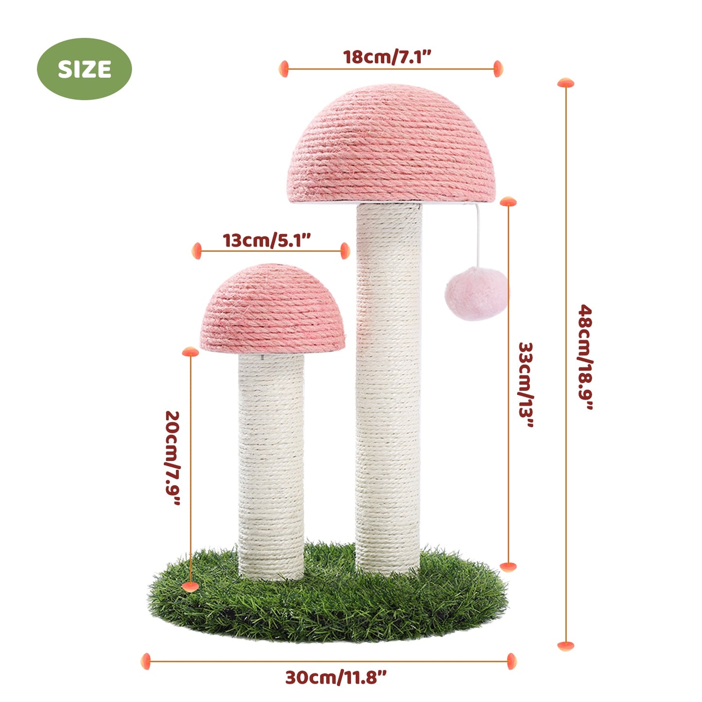 Cute Cactus Pet Cat Tree Toy with Ball Scratching Post for Cat Kitten Climbing Mushroom Condo Protecting Furniture - Your Healthy Version