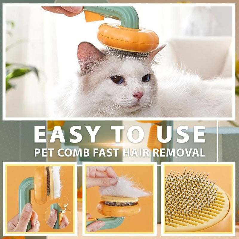 Cat Brush Comb Pet Pumpkin Comb For Dogs Cats Dog Hair Remover Brush Pet Hair Shedding Self Cleaning Comb Pet Grooming Tools - Your Healthy Version