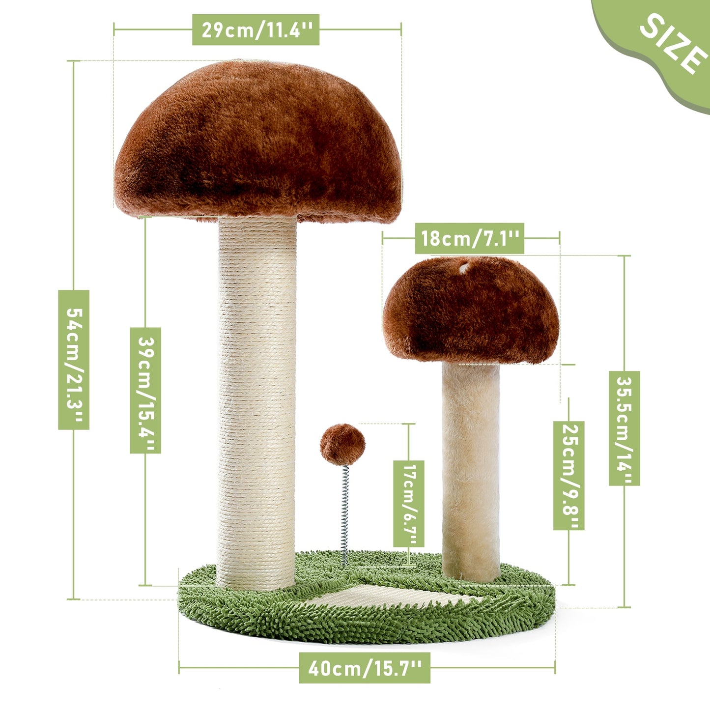 Cute Cactus Pet Cat Tree Toy with Ball Scratching Post for Cat Kitten Climbing Mushroom Condo Protecting Furniture - Your Healthy Version