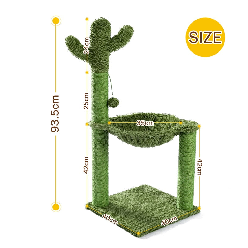 Cute Cactus Pet Cat Tree Toy with Ball Scratching Post for Cat Kitten Climbing Mushroom Condo Protecting Furniture - Your Healthy Version