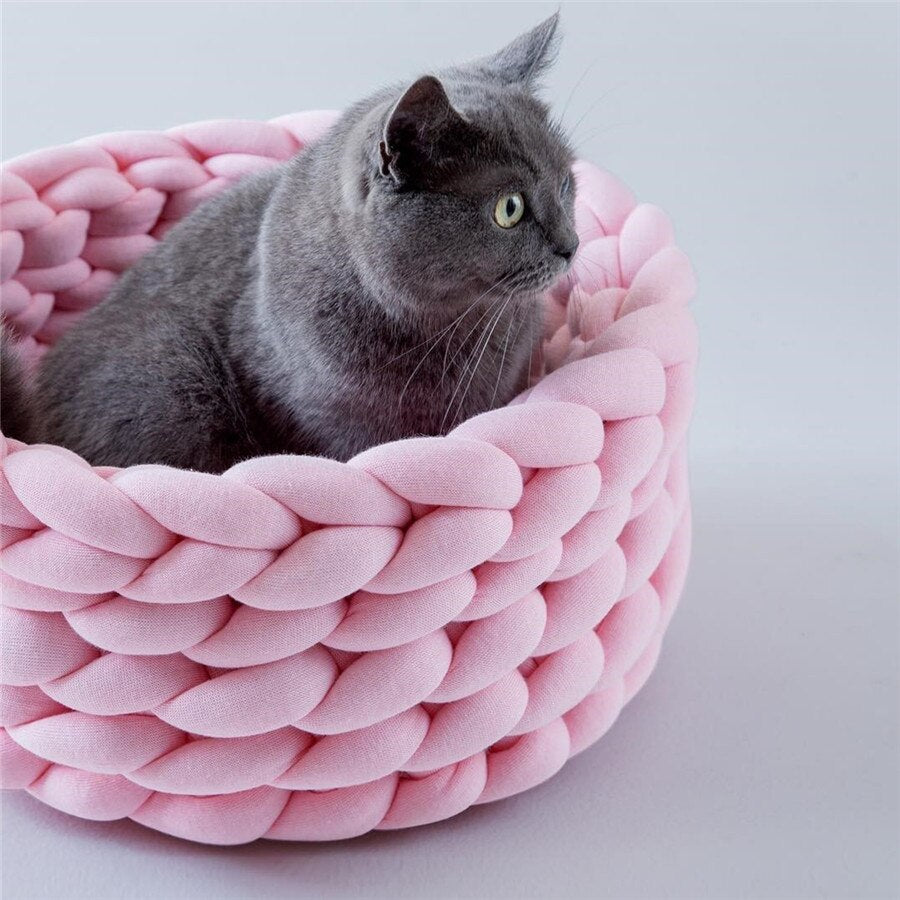 Pet Kennel Pet Dog Cat Hand-woven Bed Handmade Knit Nest House Puppy Kitten Cave Basket Sleeping Bag Dogs Kennel Supplies - Your Healthy Version