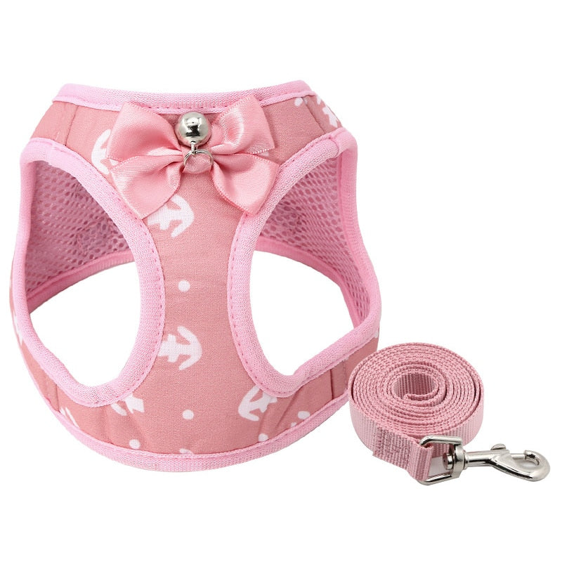Adjustable Cat Harness Breathable Mesh Kitten Harness Leash Set With Bell Bowknot Pet Harness For Cat Dog Puppy Cat Accessories - Your Healthy Version
