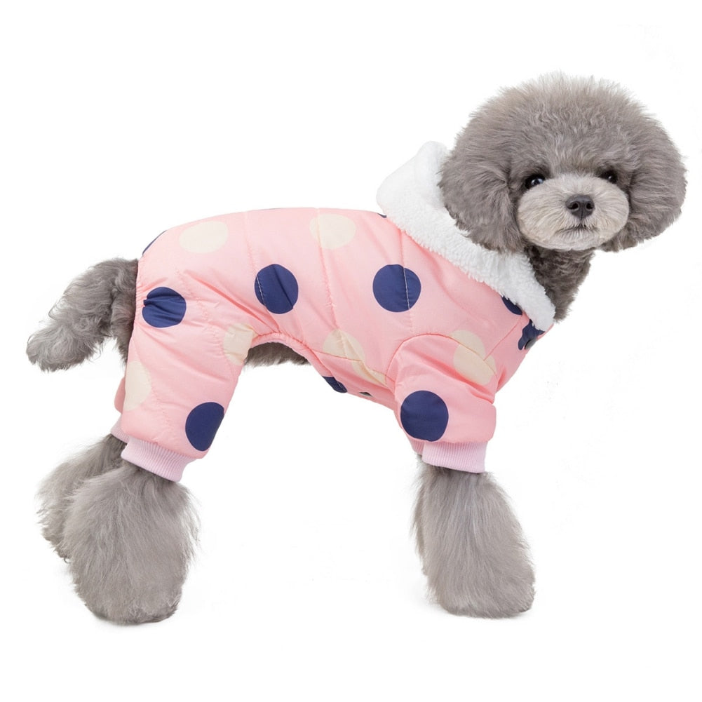 Dog Clothes Hoodie Coat with Polka Dot Winter Warm Dog Puppy Clothes for Small Pet Clothes Jumpsuit For small dog - Your Healthy Version